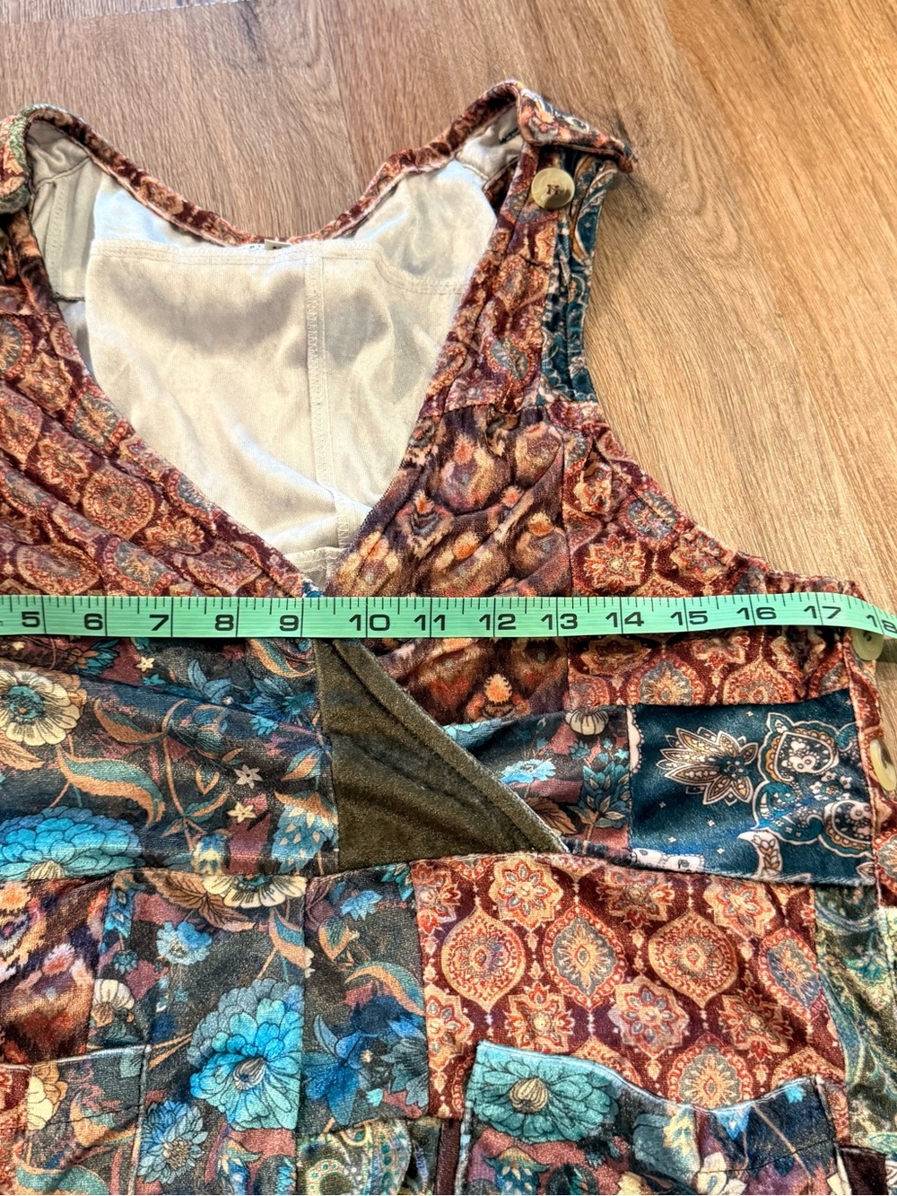 Earthbound Patchwork Velvet Jumpsuit Wide Leg Boho Hippie Indie Size Medium - Picture 8 of 11
